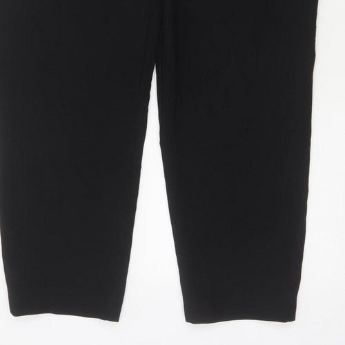 Zara Women's Black UK 12 High Rise Tapered Tailored Trousers