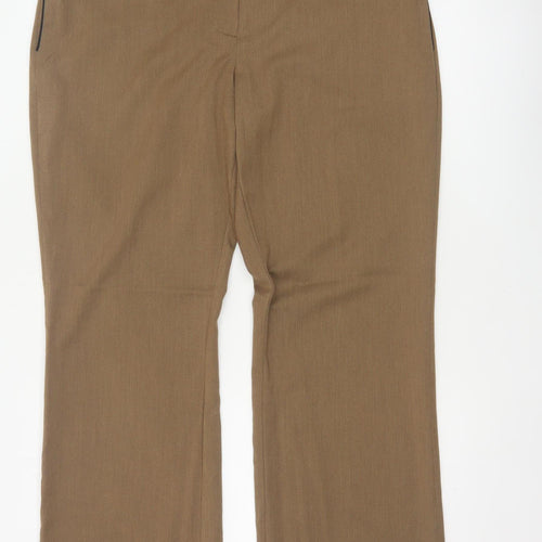 Next Women Brown Size 16R Straight Tailored Work Trousers Pockets
