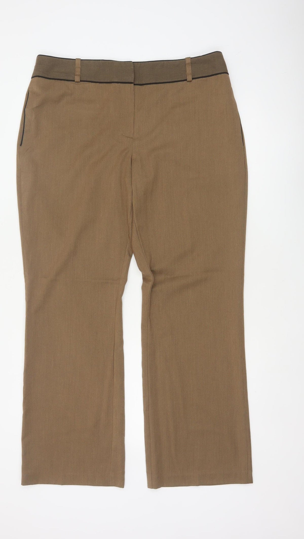 Next Women Brown Size 16R Straight Tailored Work Trousers Pockets