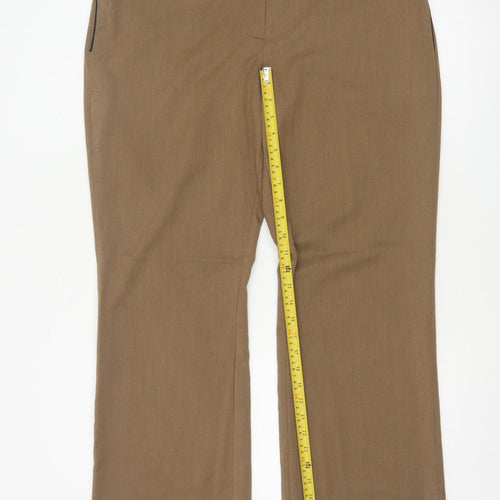 Next Women Brown Size 16R Straight Tailored Work Trousers Pockets