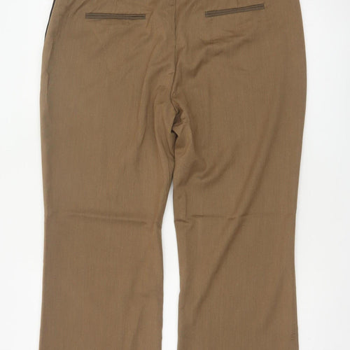Next Women Brown Size 16R Straight Tailored Work Trousers Pockets