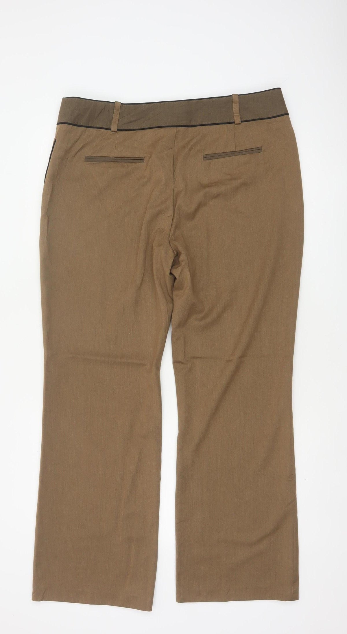 Next Women Brown Size 16R Straight Tailored Work Trousers Pockets