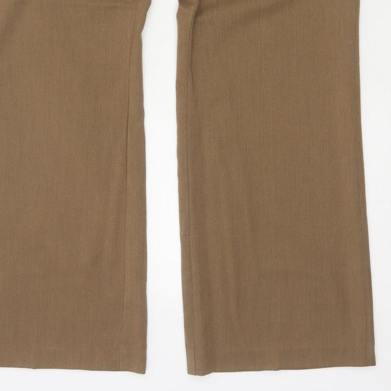 Next Women Brown Size 16R Straight Tailored Work Trousers Pockets
