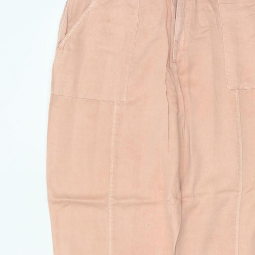 White Stuff Women Pink Size 14 Cargo Tapered Linen Blend Trousers