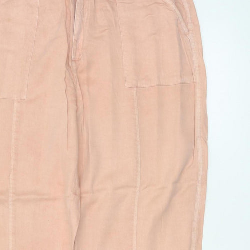 White Stuff Women Pink Size 14 Cargo Tapered Linen Blend Trousers