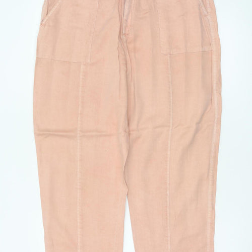 White Stuff Women Pink Size 14 Cargo Tapered Linen Blend Trousers