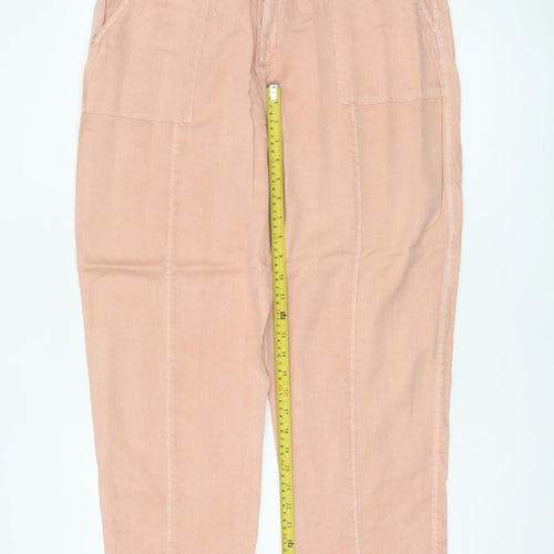 White Stuff Women Pink Size 14 Cargo Tapered Linen Blend Trousers