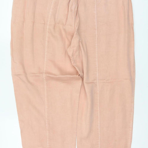 White Stuff Women Pink Size 14 Cargo Tapered Linen Blend Trousers