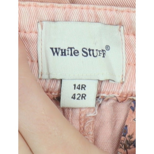 White Stuff Women Pink Size 14 Cargo Tapered Linen Blend Trousers