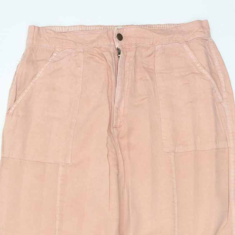 White Stuff Women Pink Size 14 Cargo Tapered Linen Blend Trousers