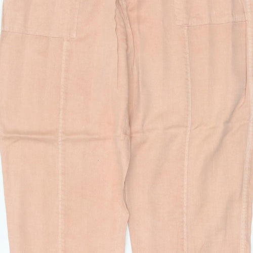 White Stuff Women Pink Size 14 Cargo Tapered Linen Blend Trousers