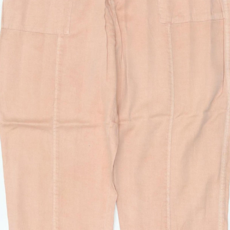 White Stuff Women Pink Size 14 Cargo Tapered Linen Blend Trousers
