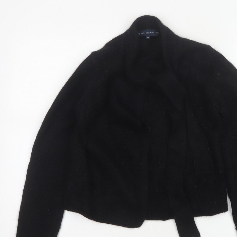 Bench Connection Women Black M Lambswool Blend Wrap Cardigan Long Sleeve
