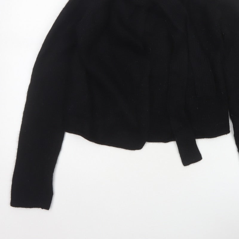 Bench Connection Women Black M Lambswool Blend Wrap Cardigan Long Sleeve