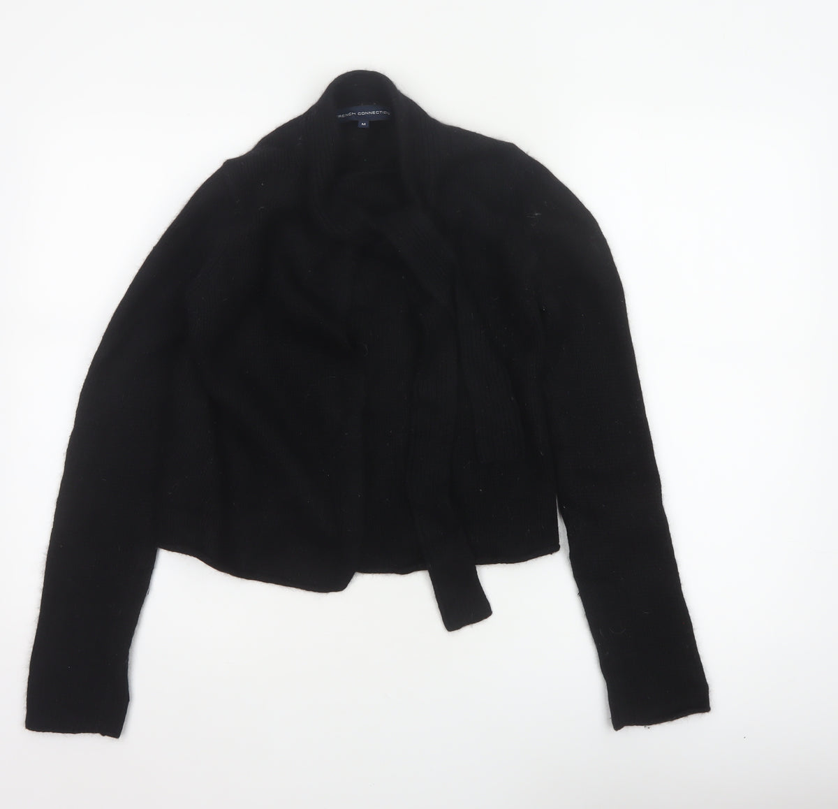 Bench Connection Women Black M Lambswool Blend Wrap Cardigan Long Sleeve