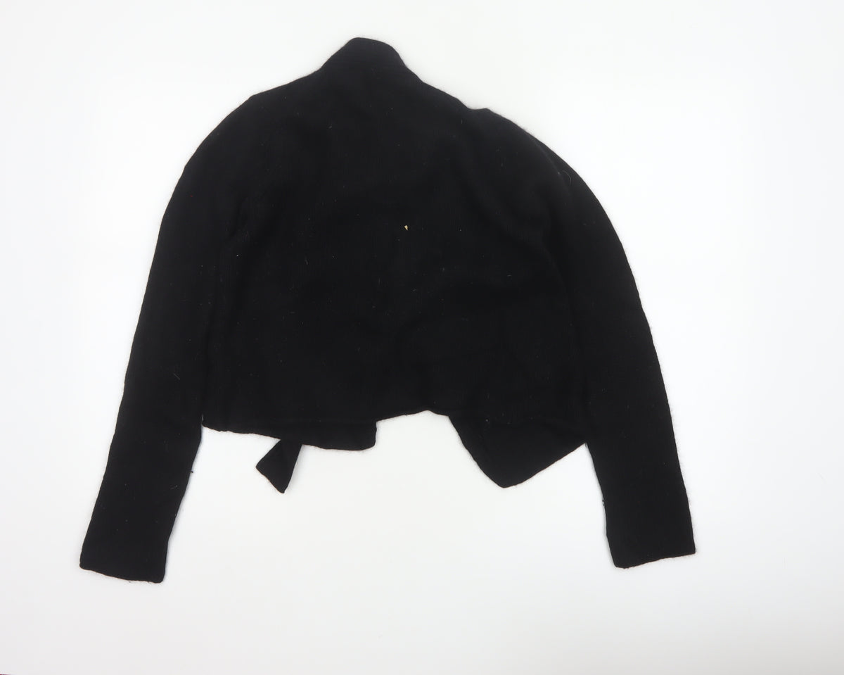 Bench Connection Women Black M Lambswool Blend Wrap Cardigan Long Sleeve