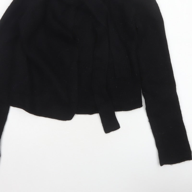 Bench Connection Women Black M Lambswool Blend Wrap Cardigan Long Sleeve