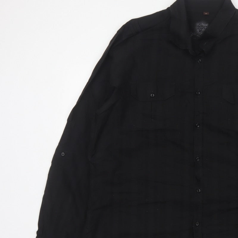 Additional view of River Island Men’s Black 2XL Extra-Slim Cotton Button-Up Shirt