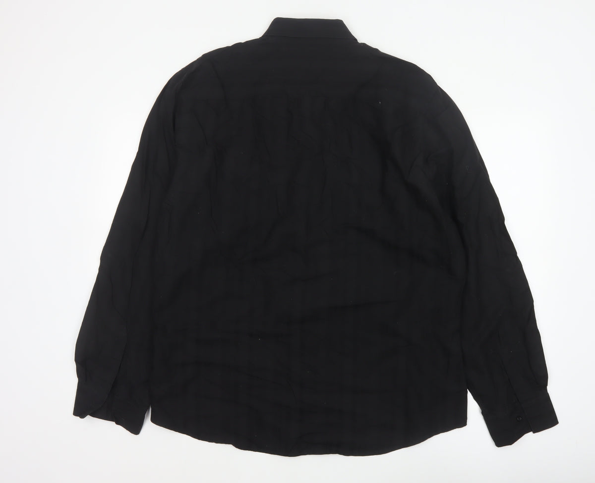 Brand and care label for River Island Men’s Black 2XL Extra-Slim Cotton Button-Up Shirt