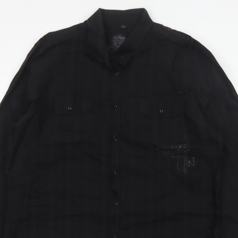 Additional view of River Island Men’s Black 2XL Extra-Slim Cotton Button-Up Shirt