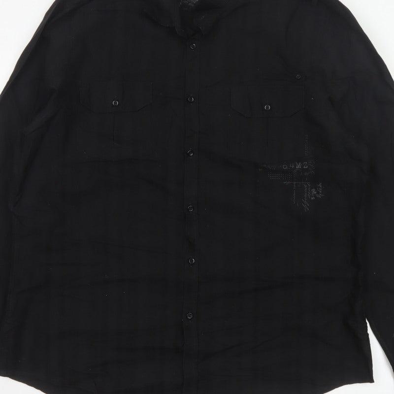 Additional view of River Island Men’s Black 2XL Extra-Slim Cotton Button-Up Shirt