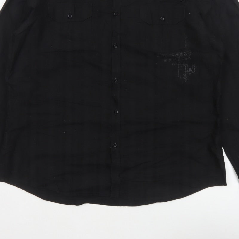 Additional view of River Island Men’s Black 2XL Extra-Slim Cotton Button-Up Shirt