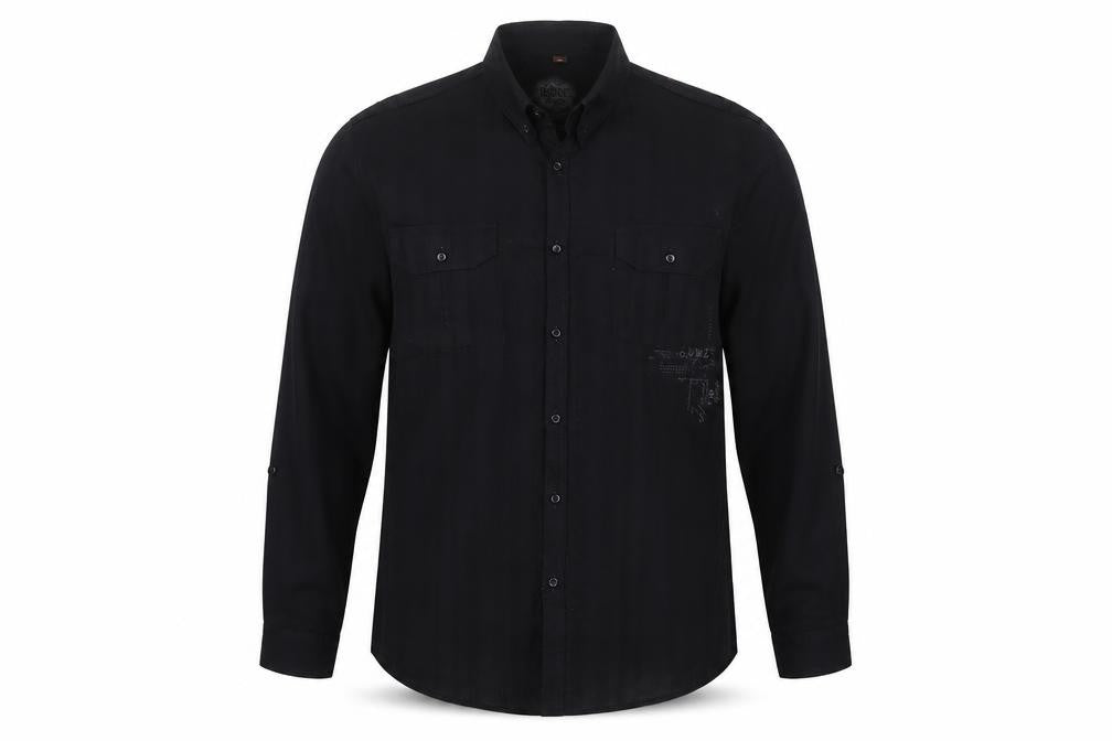 Front view of River Island Men’s Black 2XL Extra-Slim Cotton Button-Up Shirt
