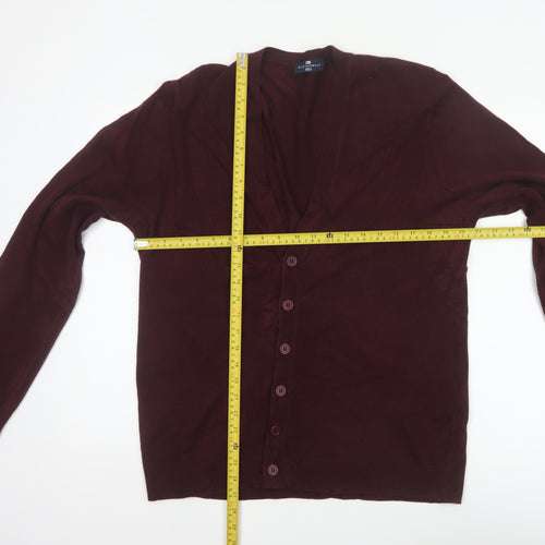 Marks and Spencer Blue Harbour Men Brown L V-Neck Button Cardigan