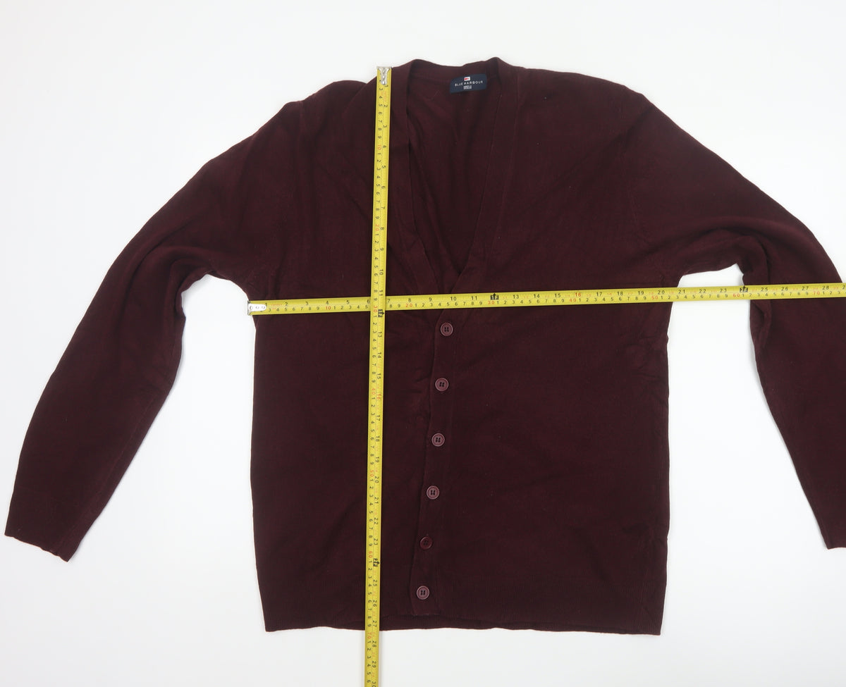 Marks and Spencer Blue Harbour Men Brown L V-Neck Button Cardigan