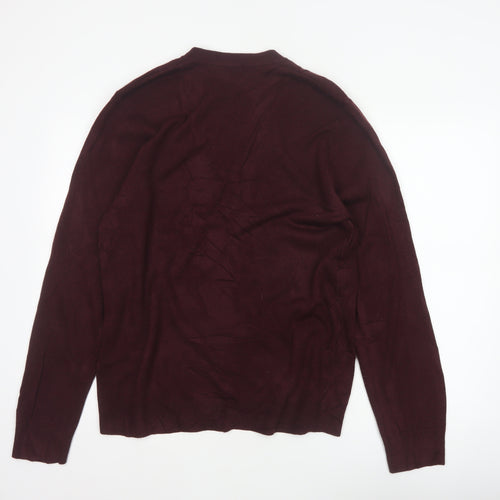 Marks and Spencer Blue Harbour Men Brown L V-Neck Button Cardigan