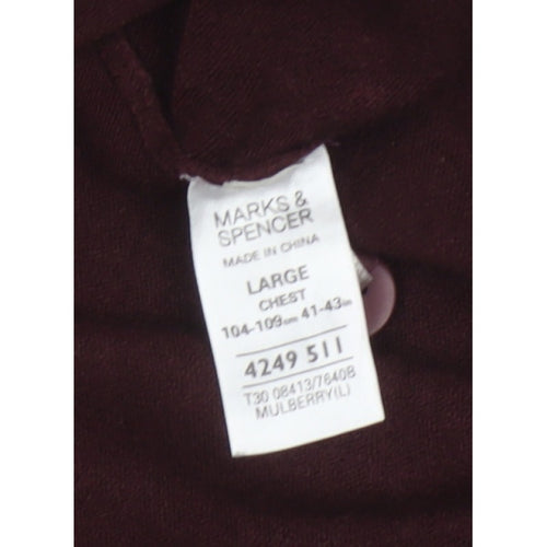 Marks and Spencer Blue Harbour Men Brown L V-Neck Button Cardigan