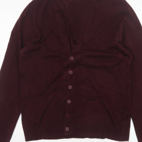 Marks and Spencer Blue Harbour Men Brown L V-Neck Button Cardigan