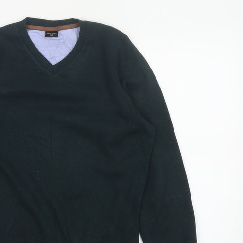 Paulmark Men's Black Size S V-Neck Fine Knit Long Sleeve Jumper