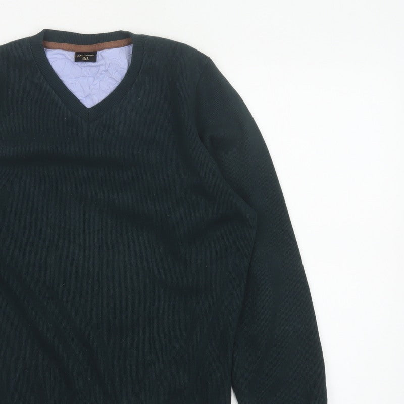 Paulmark Men's Black Size S V-Neck Fine Knit Long Sleeve Jumper