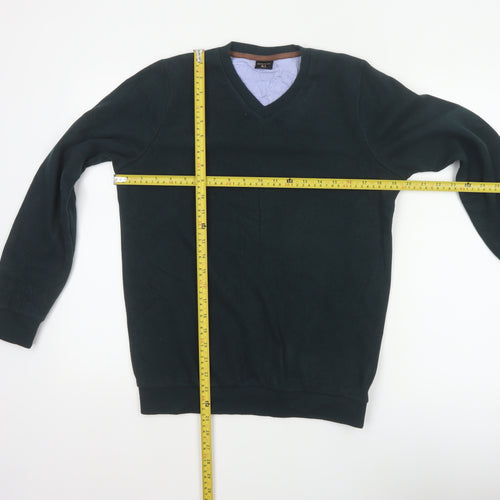 Paulmark Men's Black Size S V-Neck Fine Knit Long Sleeve Jumper