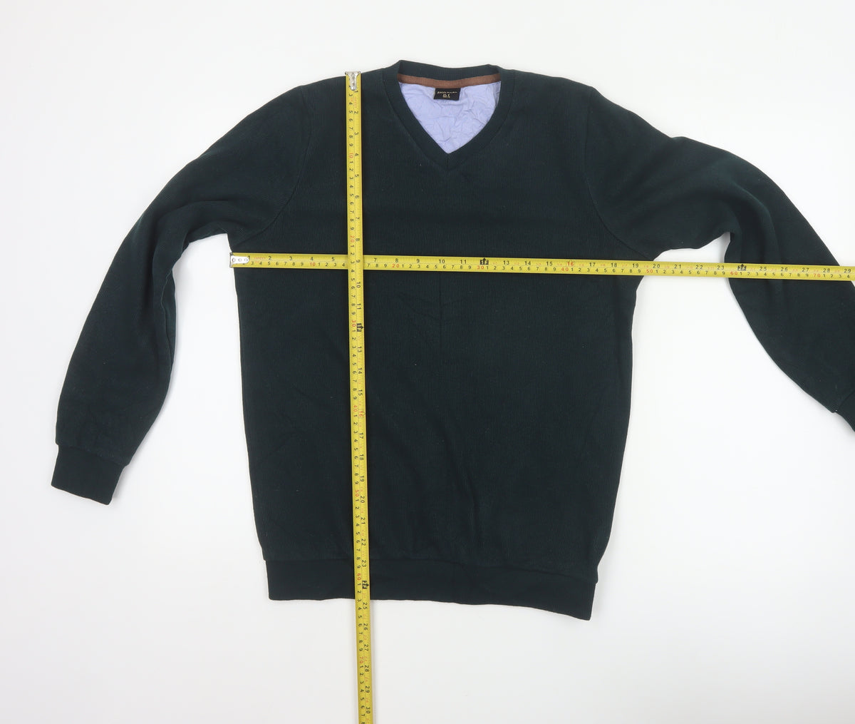 Paulmark Men's Black Size S V-Neck Fine Knit Long Sleeve Jumper