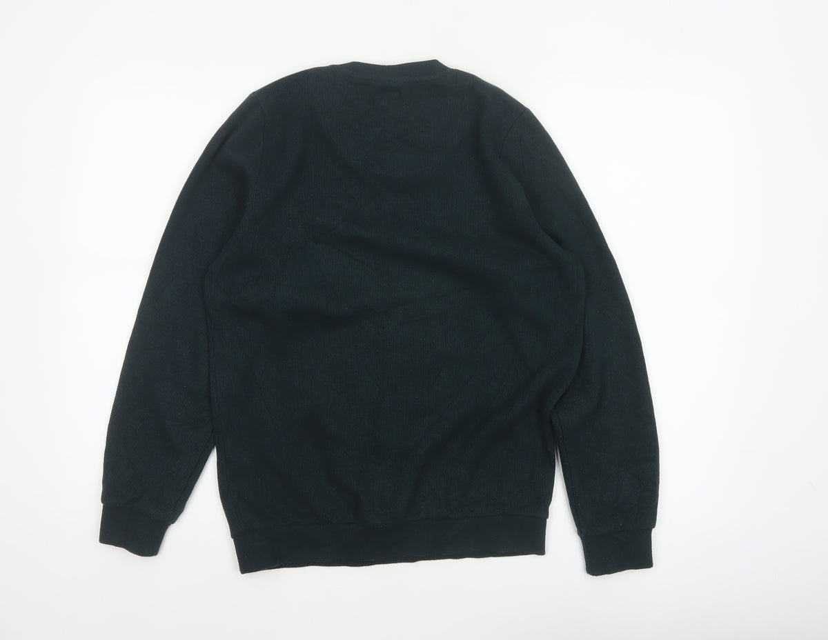 Paulmark Men's Black Size S V-Neck Fine Knit Long Sleeve Jumper