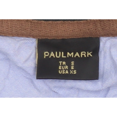 Paulmark Men's Black Size S V-Neck Fine Knit Long Sleeve Jumper