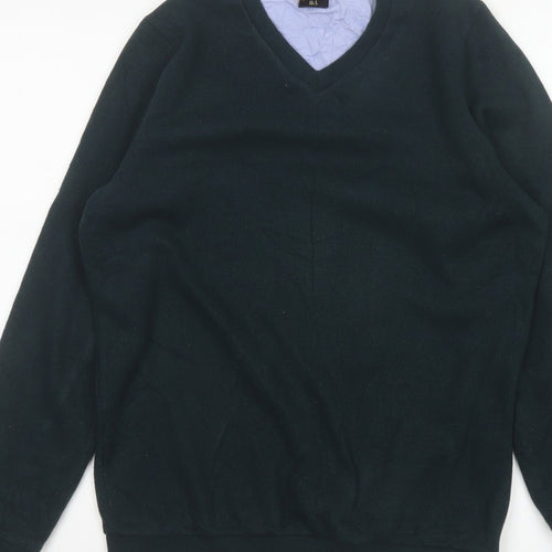 Paulmark Men's Black Size S V-Neck Fine Knit Long Sleeve Jumper
