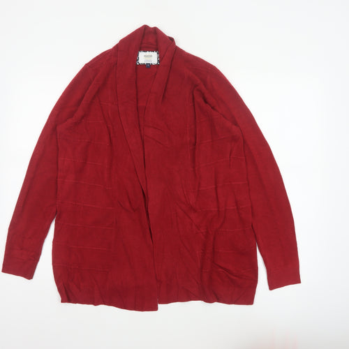 Maine New England Women’s Red Open Cardigan Size 14 Long Sleeve Knit