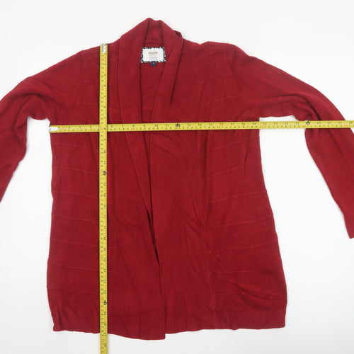 Maine New England Women’s Red Open Cardigan Size 14 Long Sleeve Knit