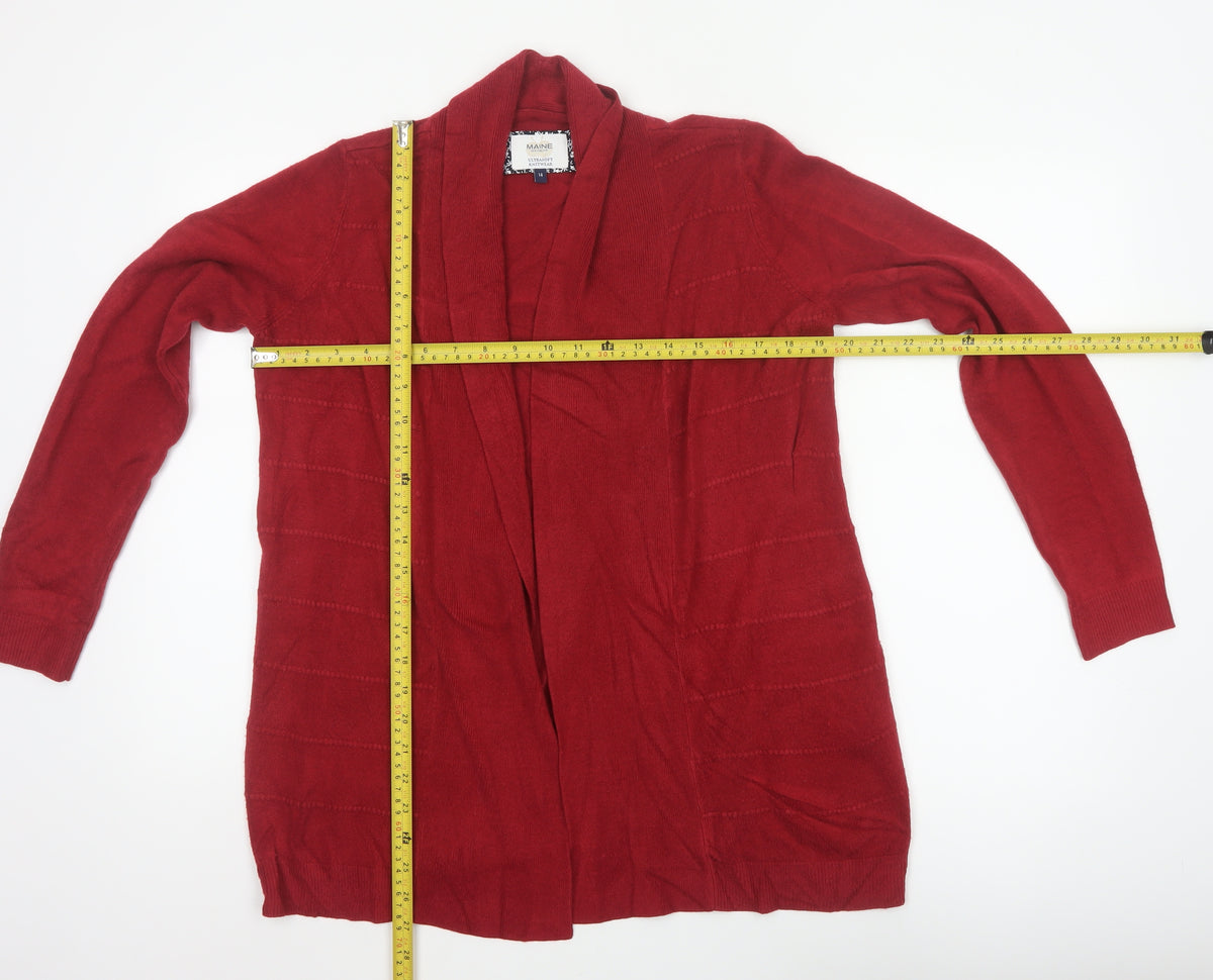 Maine New England Women’s Red Open Cardigan Size 14 Long Sleeve Knit