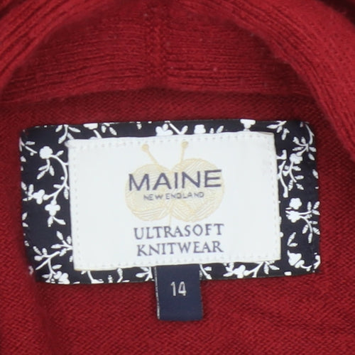Maine New England Women’s Red Open Cardigan Size 14 Long Sleeve Knit