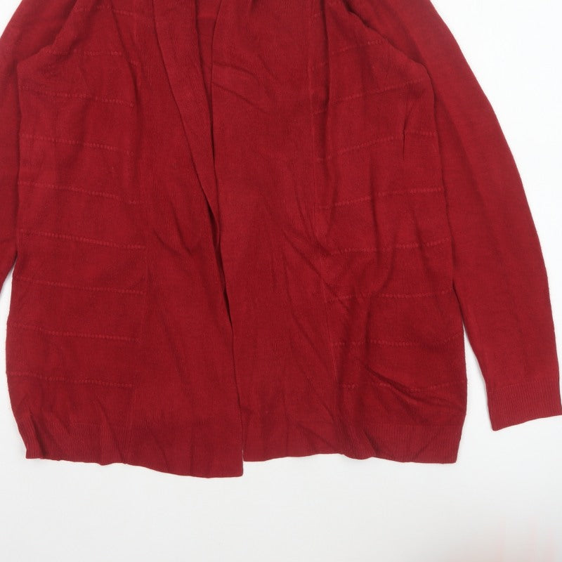 Maine New England Women’s Red Open Cardigan Size 14 Long Sleeve Knit