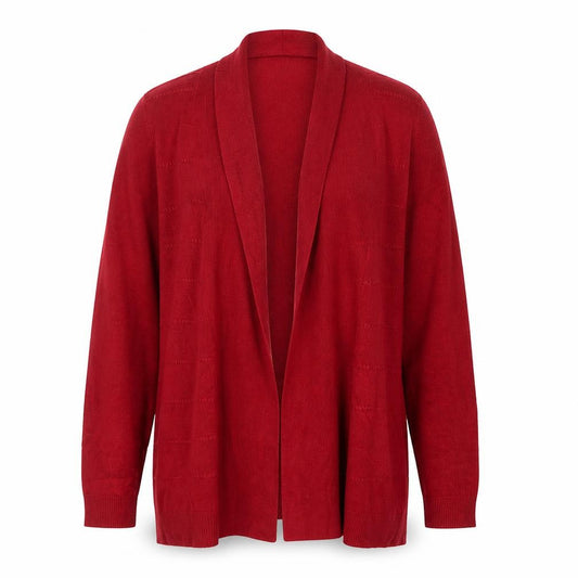 Maine New England Women’s Red Open Cardigan Size 14 Long Sleeve Knit