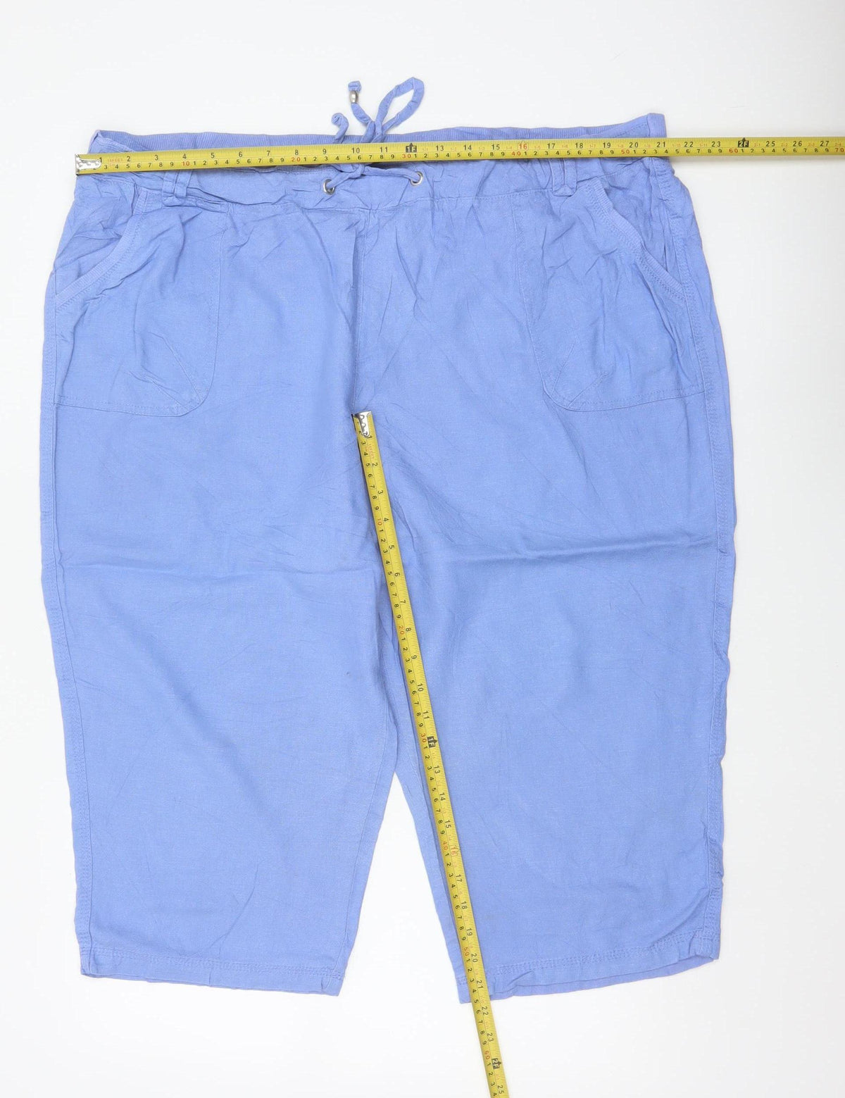 BM Casual Women’s Blue Size 22 Cropped Drawstring Pocket Trousers