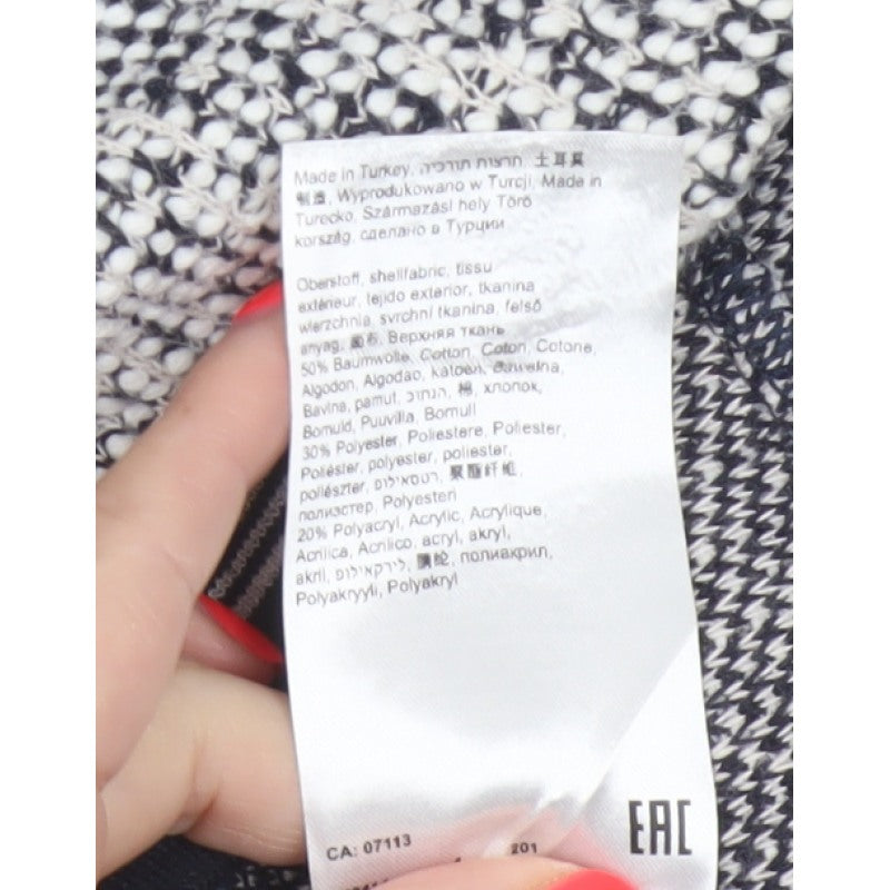 Betty Barclay Women Black White UK 14 Bomber Jacket Full Zip Knit