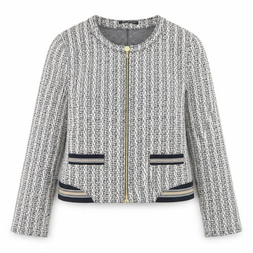 Betty Barclay Women Black White UK 14 Bomber Jacket Full Zip Knit