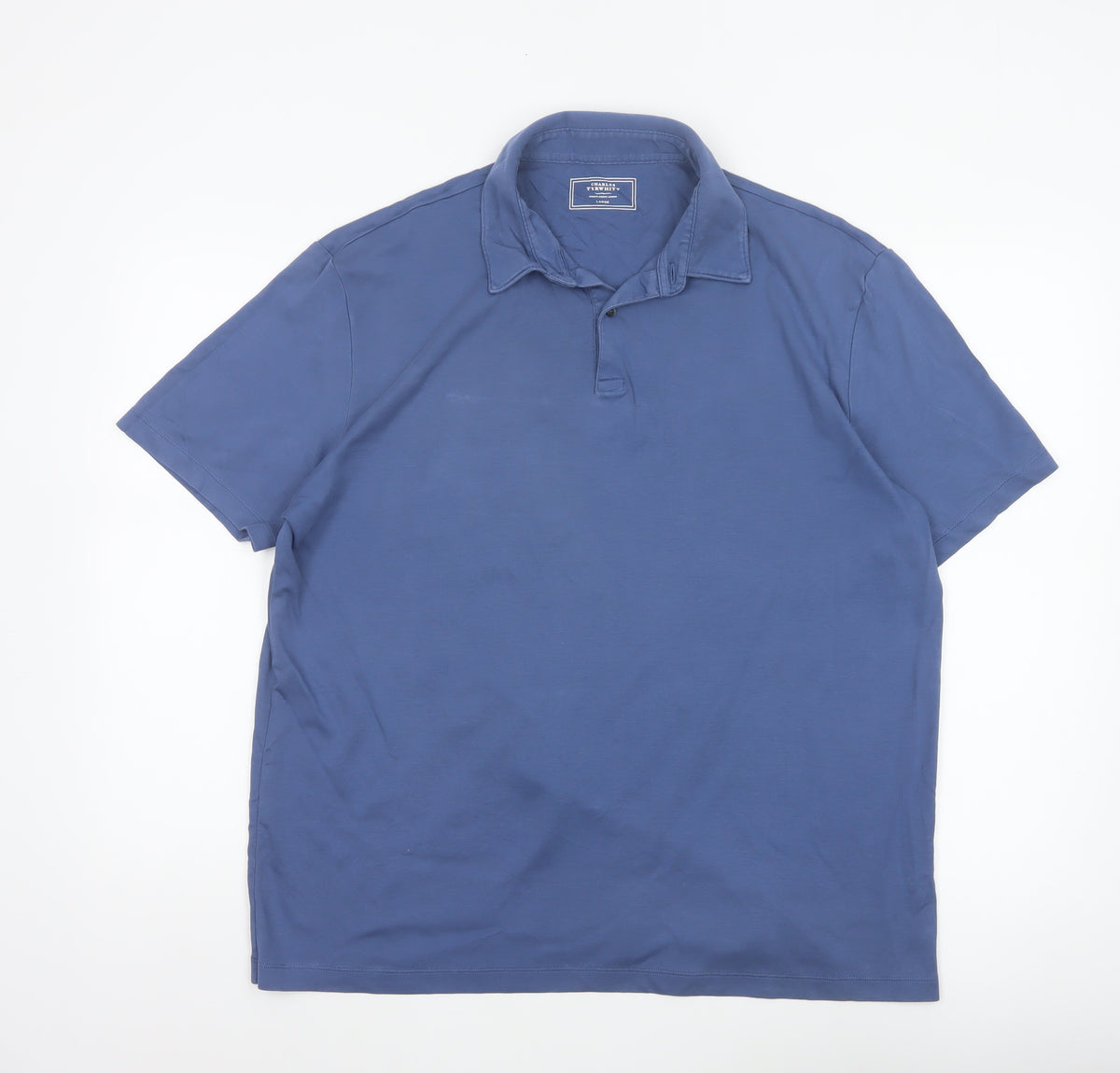 Charles Tyrwhitt Men’s Blue Large 100% Cotton Short Sleeve Polo Shirt