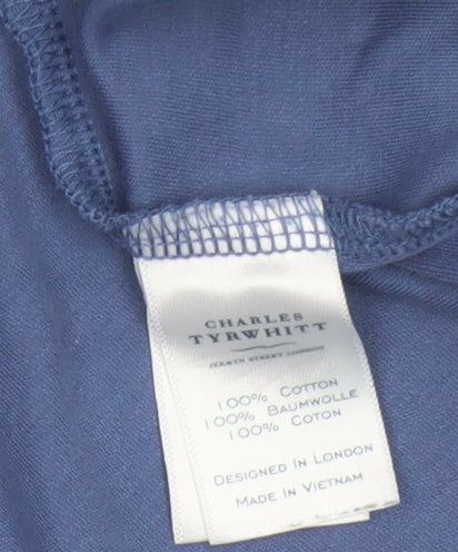 Charles Tyrwhitt Men’s Blue Large 100% Cotton Short Sleeve Polo Shirt